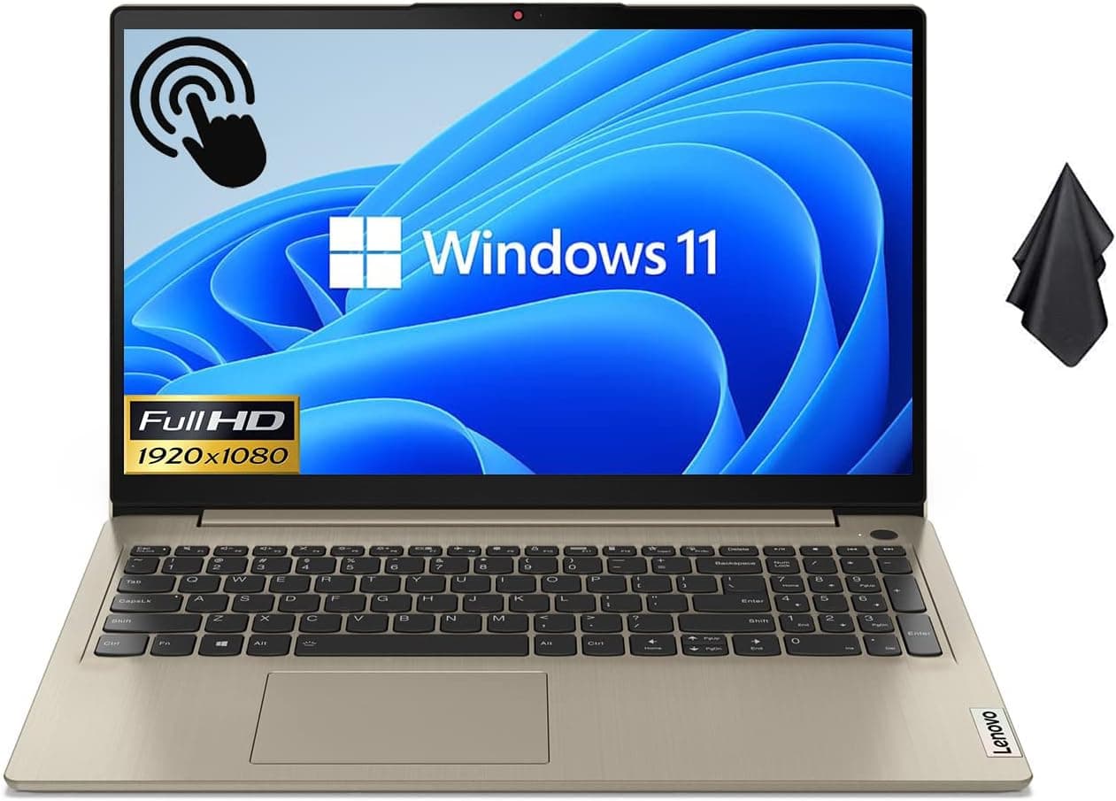 2022 Newest Lenovo Ideapad 3i Laptop, 15.6” FHD 1080P Touchscreen, Intel Core i3-1115G4, 8GB DDR4 RAM, 256GB PCIe SSD, HDMI, WiFi, Bluetooth, HD Webcam, Fingerprint Reader, Windows 11 Home, Sand