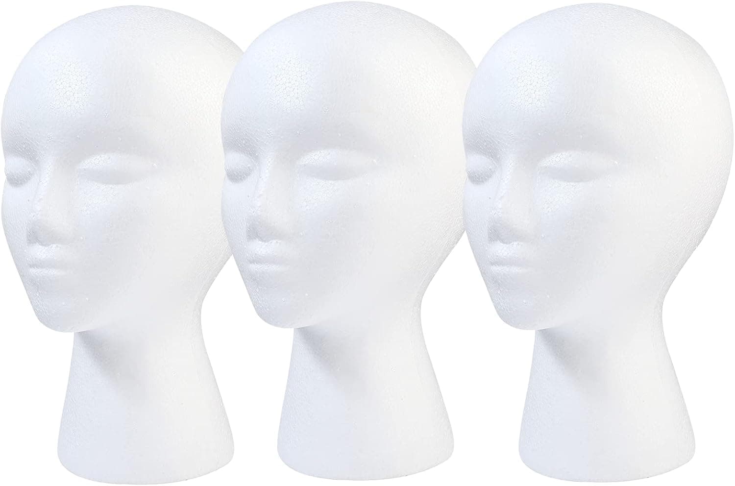 BALABALA 3 Pcs Foam Wig Head, Female Styrofoam Mannequin Hairpieces Stand Holder Cosmetics Model Head Wig Display for Style, Model, Display Hair, Hats, Hairpieces, Mask , Salon and Travel