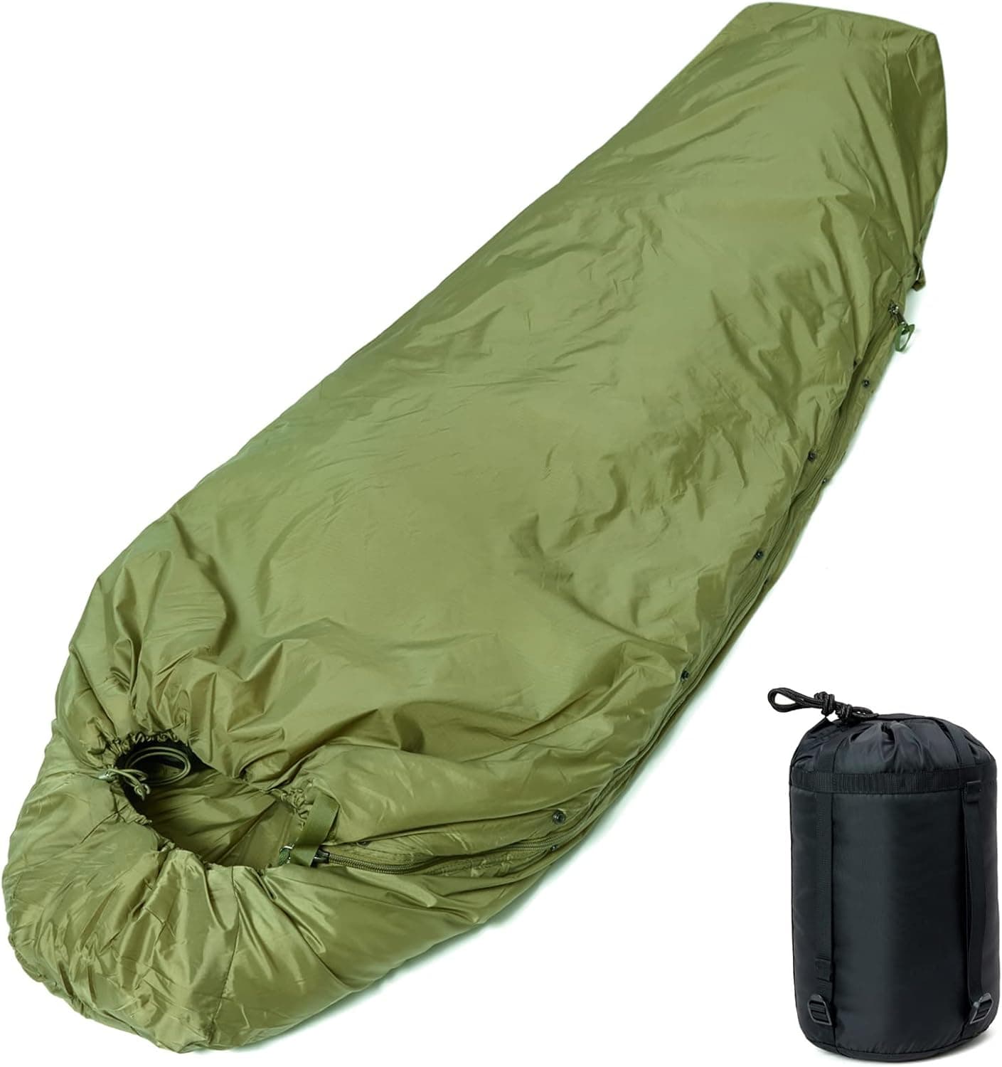 MT Military Patrol/Intermediate Sleeping Bag, Part of 4 Piece Army Modular Sleep System for All Season Olive Drab/Black