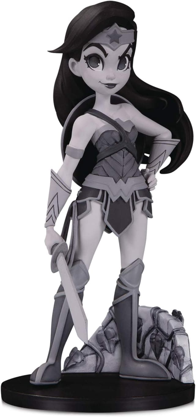 DC Collectibles Artists Alley: Wonder Woman (Black & White Variant) by Chrissie Zullo Designer Vinyl Figure, Multicolor