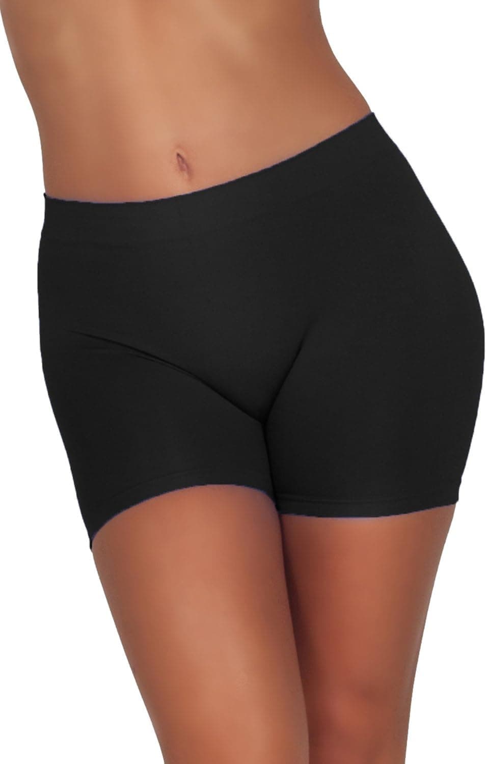 HOT FROM HOLLYWOOD Women's Casual Seamless Stretch Tight Fitted Mid Length Active Workout Shorts
