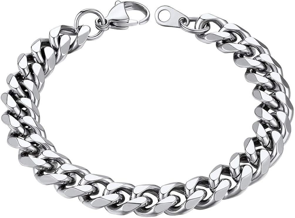 PROSTEEL 316L Stainless Steel Cuban Link Bracelets for Men Women, Gold/Black/Silver Tone, Nickel-Free, Hypoallergenic Jewelry, 7.5"/8.26", Come Gift Box