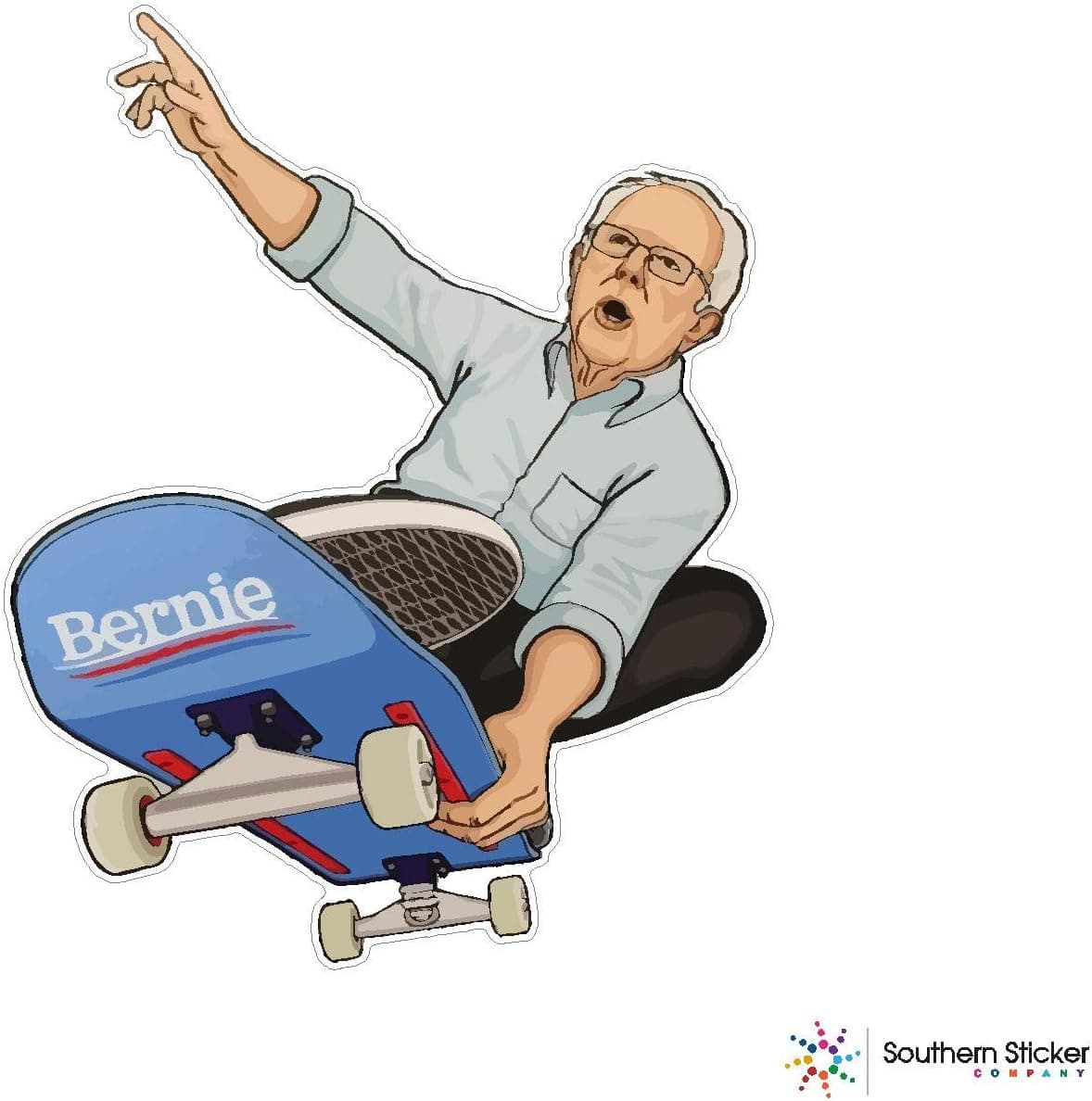 Bernie sanders skateboarding 3.9x4.5 inches - 2020 election USA flag funny stickers for pro union lunch box tool box symbol window travel jeep adventure wanderlust - Made and shipped in USA