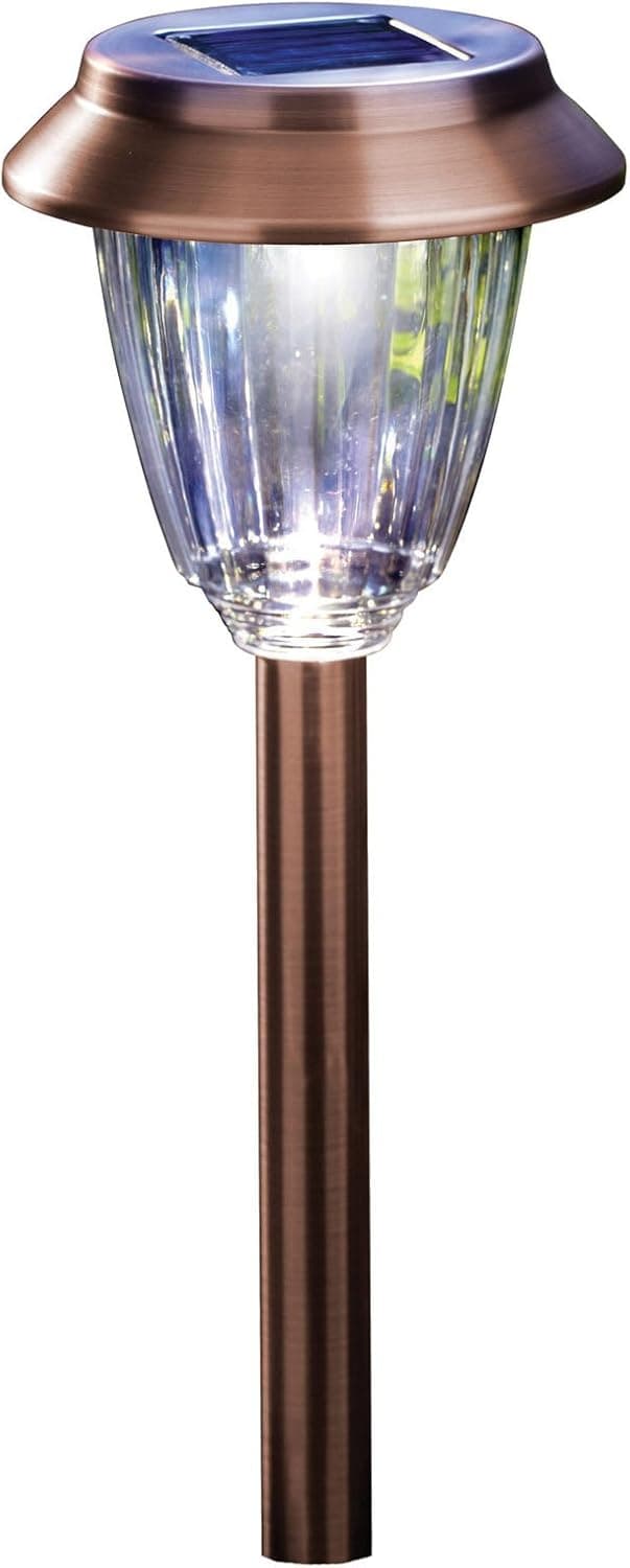 Moonrays 91743 Hudson Solar-Powered Metal 2X LED Path Light, Pearl Bronze, 6-Pack