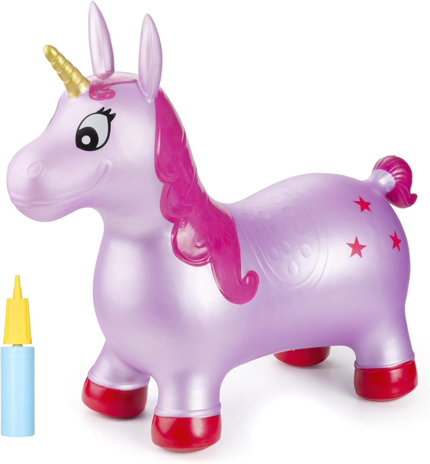 INPANY Pink Unicorn Hopper, Horse Hopper, Bouncy Inflatable Animal Ride-on Toy for Children, Boys and Girls, Toddlers (Pump Included)