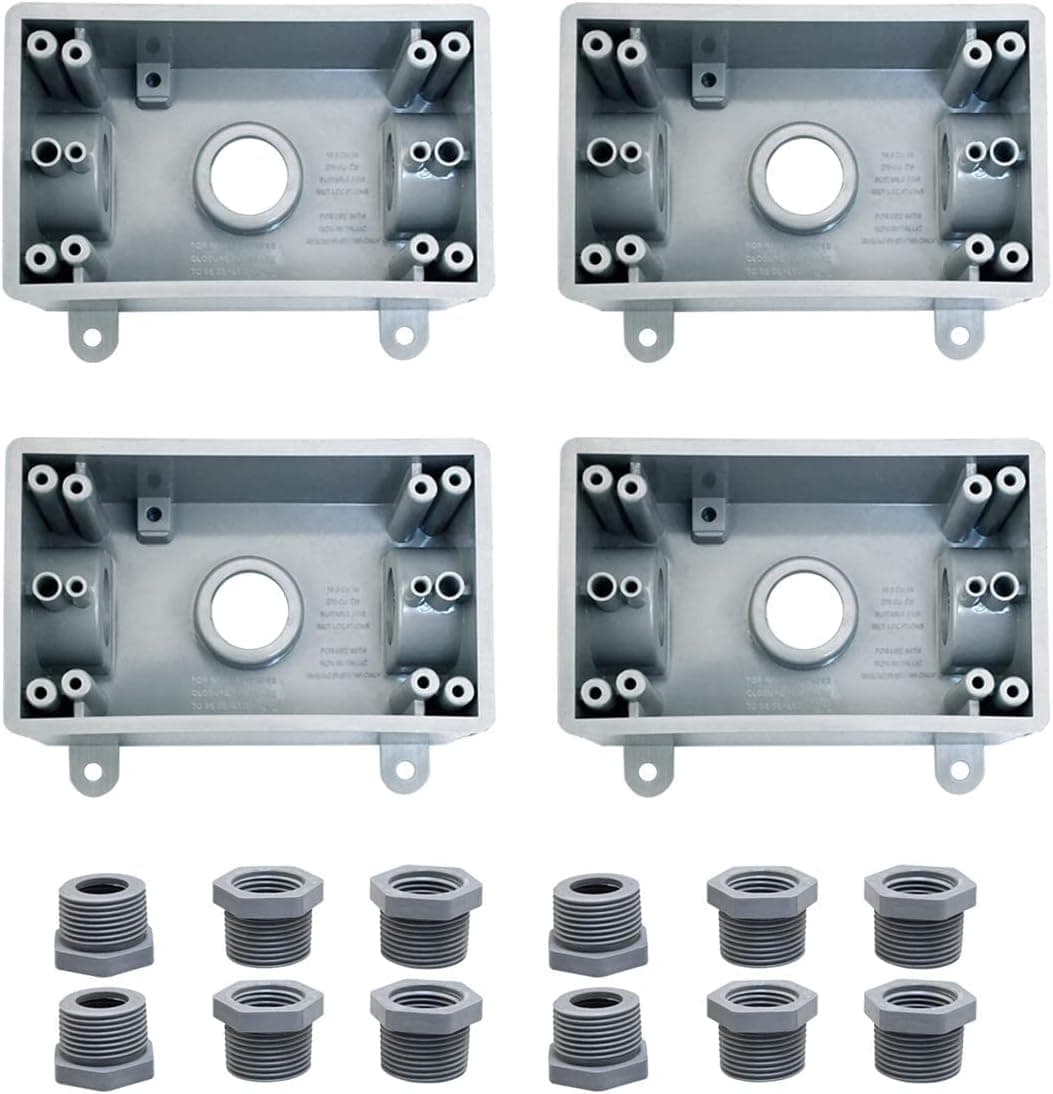 YXX-TECH Single-Gang electrica Outlet Box,Suitable 1/2-Inch or 3/4-Inch Electrical Conduit Weatherproof Outdoor Outlet Box, UL Listed,Plastic Junction Box Outlet(4PCS)