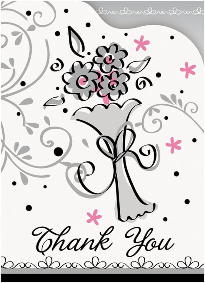Wedding Style Thank You Note Cards, 8ct