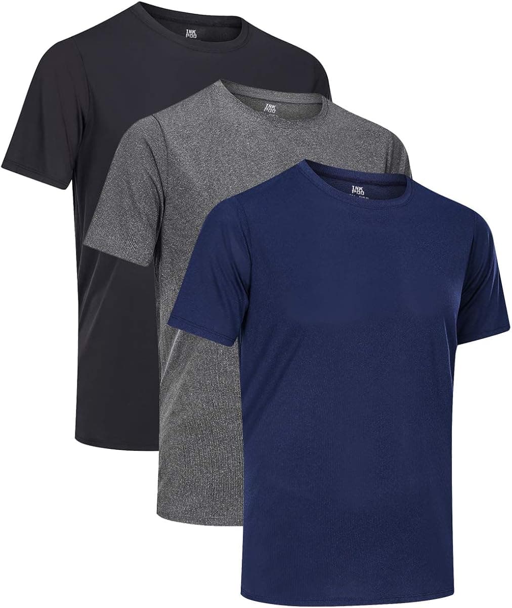 Inkpoo Men's Dry Fit Mesh Athletic Shirts Running Sport Mesh Breathable Quick Dry Workout Short Sleeve