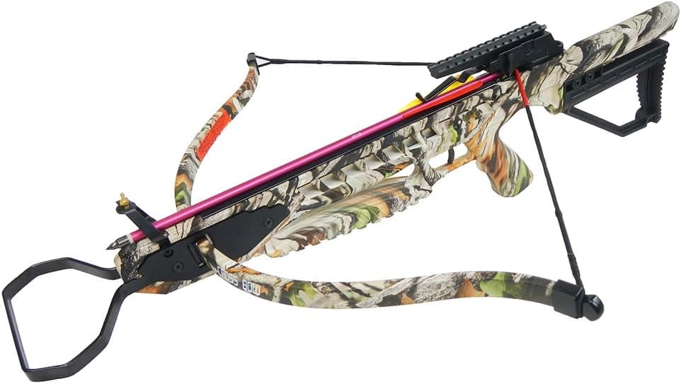 175 lb Black/Vista Camouflage Hunting Crossbow Archery Bow +8 Arrows +Rail Lube +Stringer +Rope Cocking Device 150 lbs