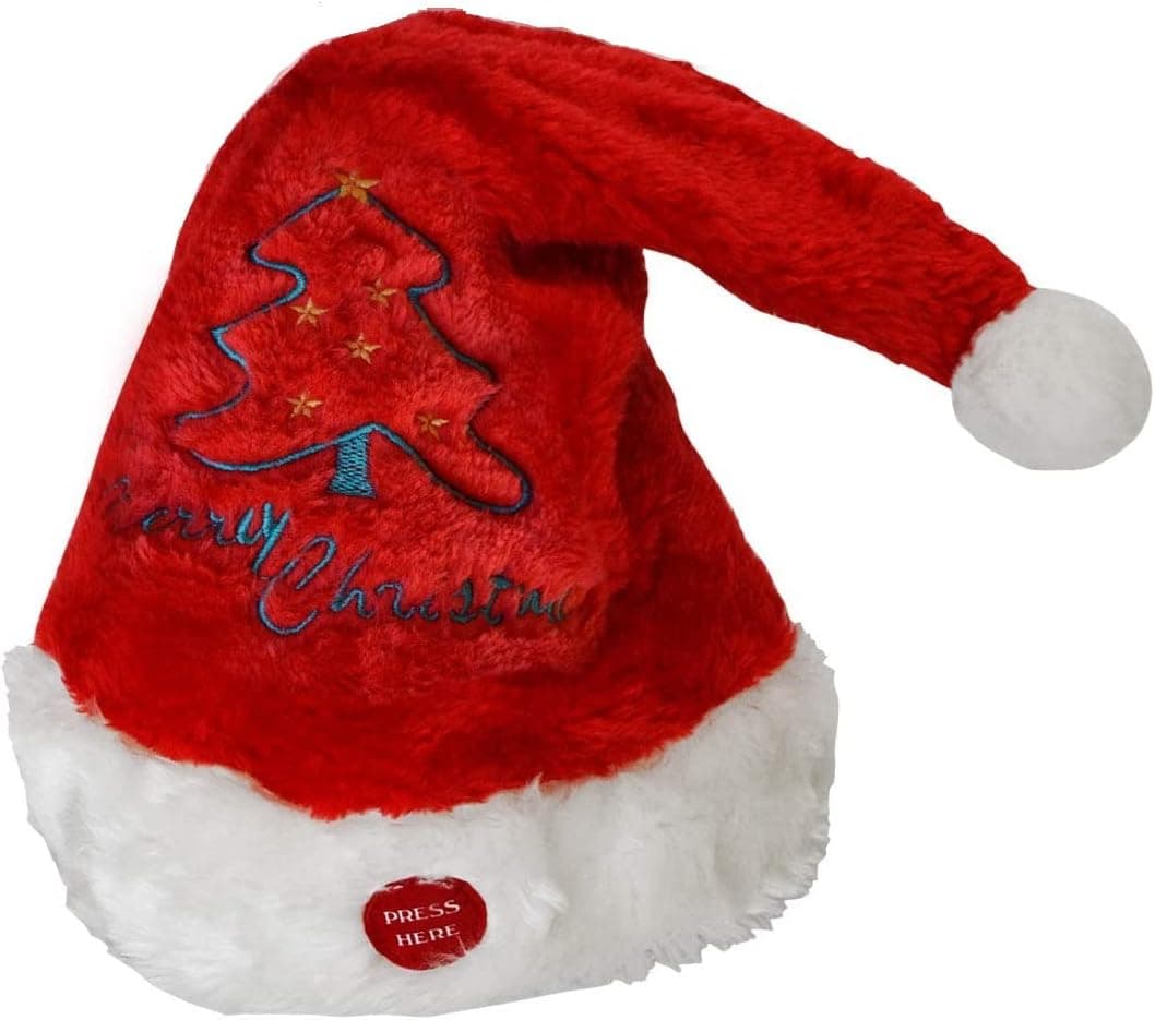 BenefitUSA Plush Christmas Hat Singing Dancing Moving Santa Hat Moving Xmas Party Santa Cap