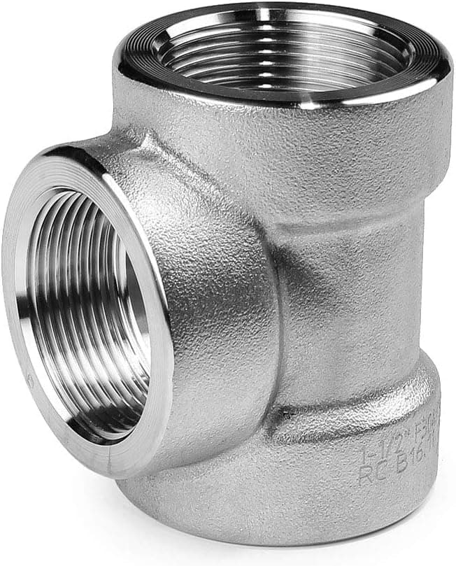 Avanty 1/4" NPT Tee 304/304L Stainless Steel Forged Pipe Fitting, Female x Female x Female 3 Way T-Fitting 2000psi