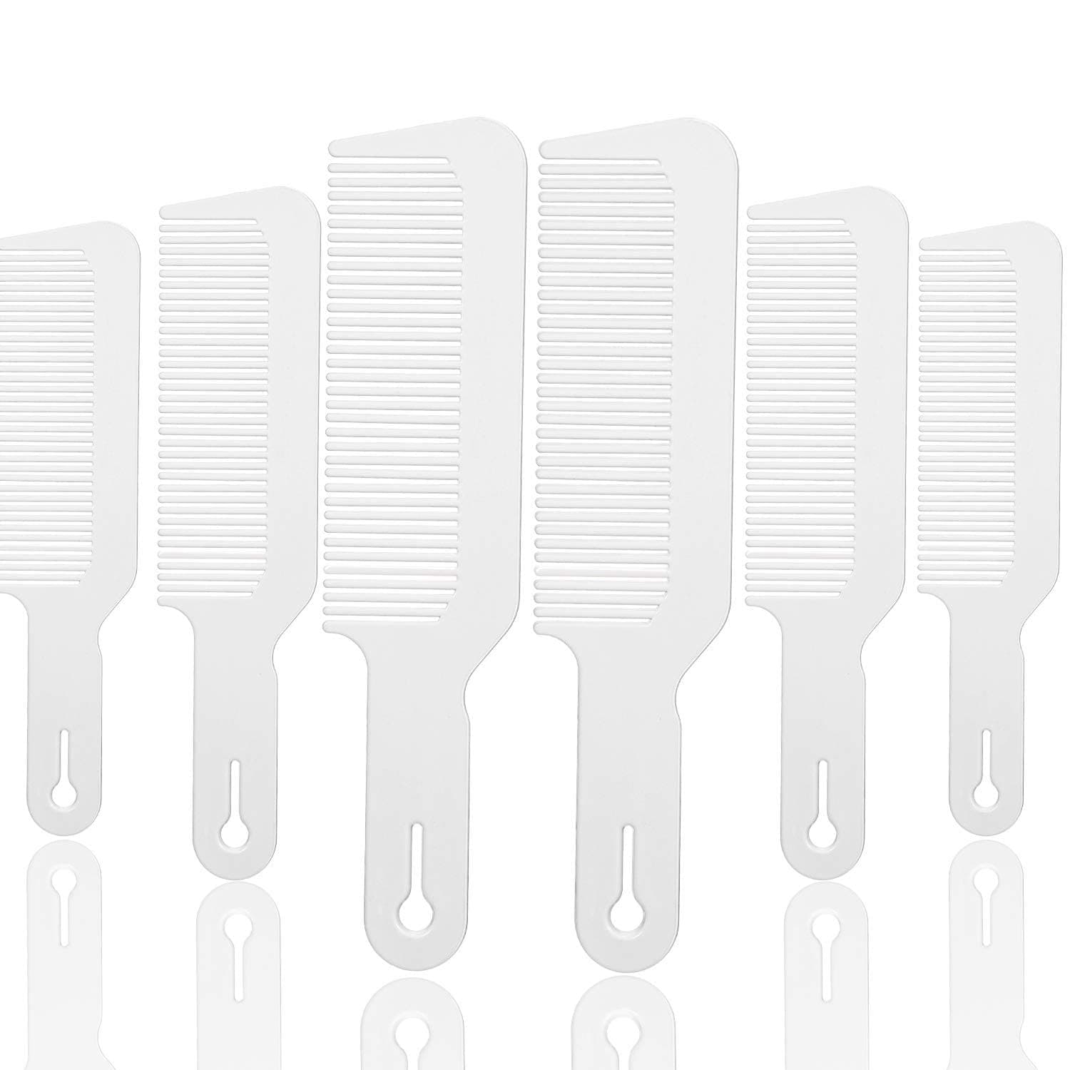 6 Pack Blending Comb Barber Combs, 9 Inch Clipper Combs Flat Top Clipper Combs Barber Heat Resistant Hair Cutting Combs for Clipper Cuts and Flattops (White)