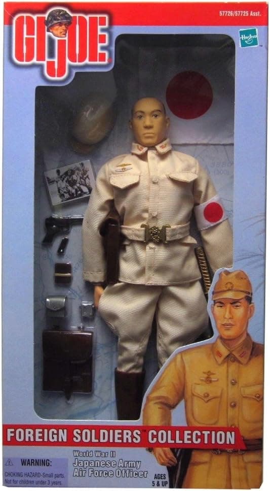 Hasbro Year 2000 G.I. JOE "Foreign Soldiers Collection" Series 12 Inch Tall Soldier Action Figure - World War II Japanese Army Air Force Officer with Sword w/ Sheath, KI-27 Pistol w/ Holster, KI-27 Ammo Clip, Field Hat, Shirt, Log Book, Airplaine Identifier w/ Case, Photograph, Boots, Belt w/ Buckle, Report Map Case, Rising Sun Arm Band and Flag/Banner