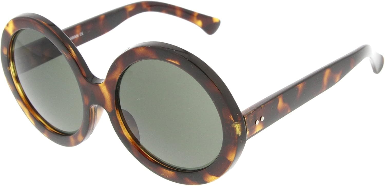 Womens Fashionably Oversized Large Round Bold Fashion Sunglasses (Dark Tortoise)