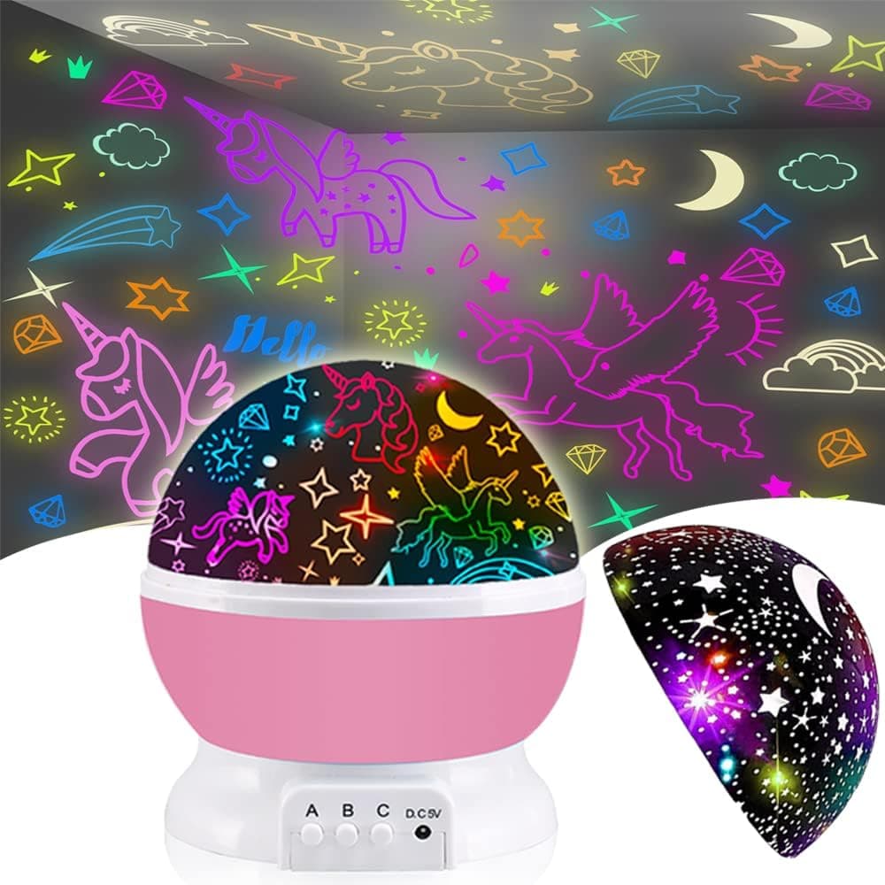 Unicorns Toys for 2-12 Year Old Girls,Star Projection 2 in 1 Girls Toys Age 3-9,Room Decor Kawaii Toddler Toys for Kids Age 4-8,Birthday Easter Christams Gifts Xmax Stocking Stuffers for Children