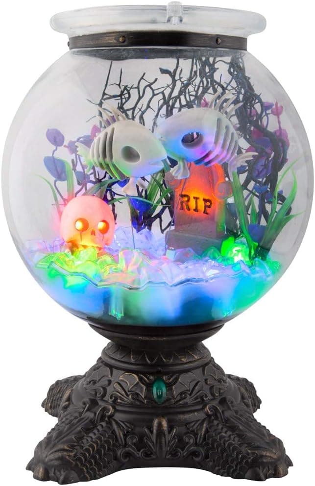 Hyde and Eek! Boutique Halloween Animated Skeleton Fish Bowl