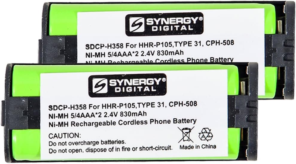 Synergy Digital Cordless Phone Batteries, Compatible with Avaya DECT D160 Cordless Phone Includes: 2 x SDCP-H358 Batteries