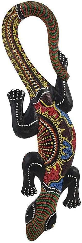 OMA® Aboriginal Dot Painted Gecko Wood Wall Hanging Lizard Decor, Large Size