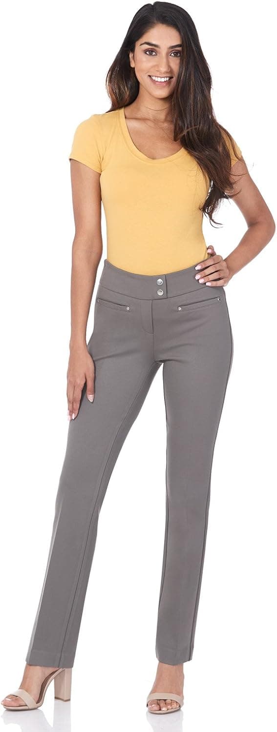 Rekucci Women's Secret Figure Pull-On Knit Straight Pant w/Tummy Control