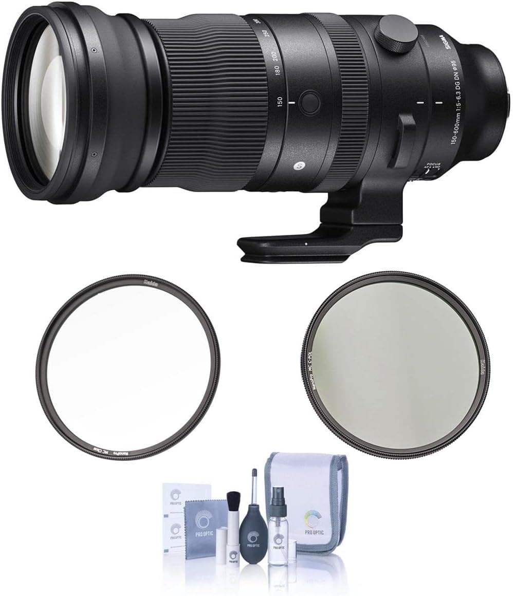 Sigma 150-600mm f/5-6.3 DG DN OS Sports Lens for Sony E, Bundle with Haida 95mm CPL+Clear Filter Kit, Cleaning Kit