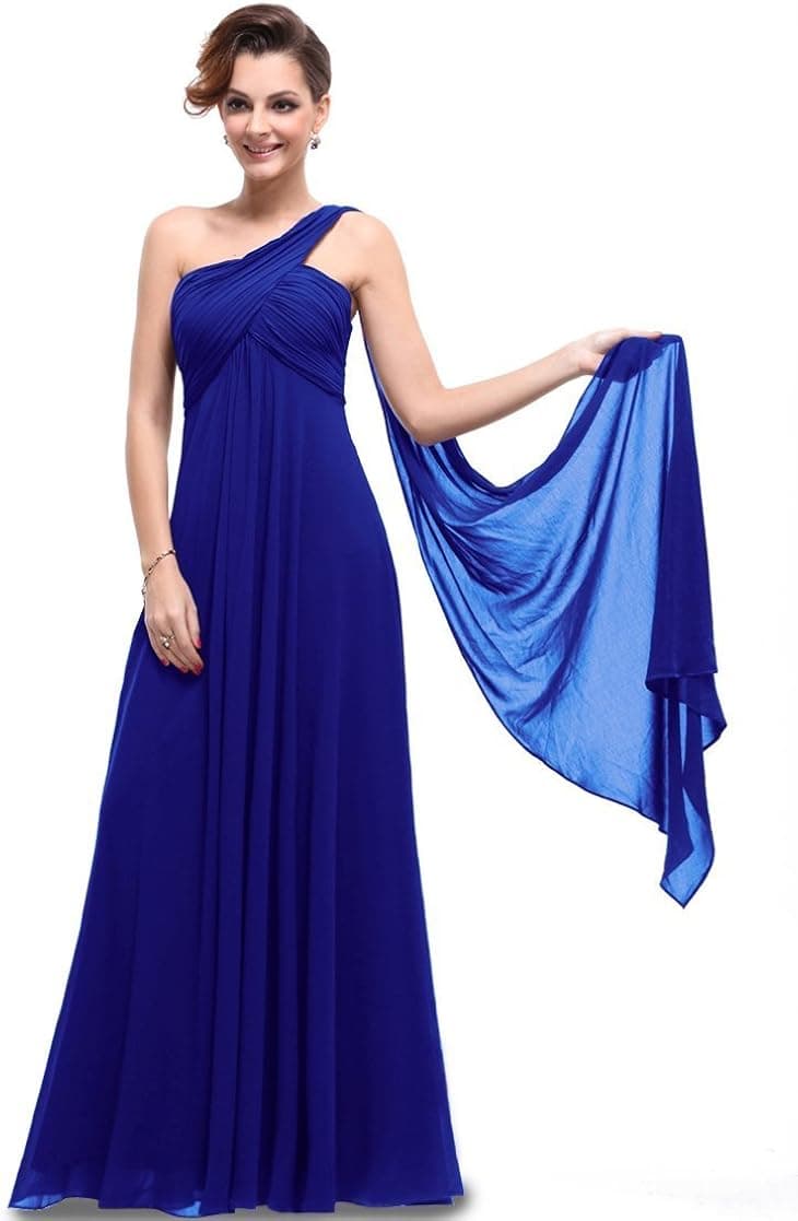 Ever-Pretty Womens Long One Shoulder Bridesmaid Dress 16 US Sapphire Blue