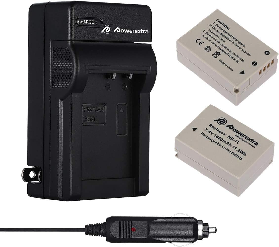 Powerextra 2-Pack Replacement NB-7L 1600mAh 7.4V Battery and Charger for Canon PowerShot G10 G11 G12 SX30 is Digital Camera