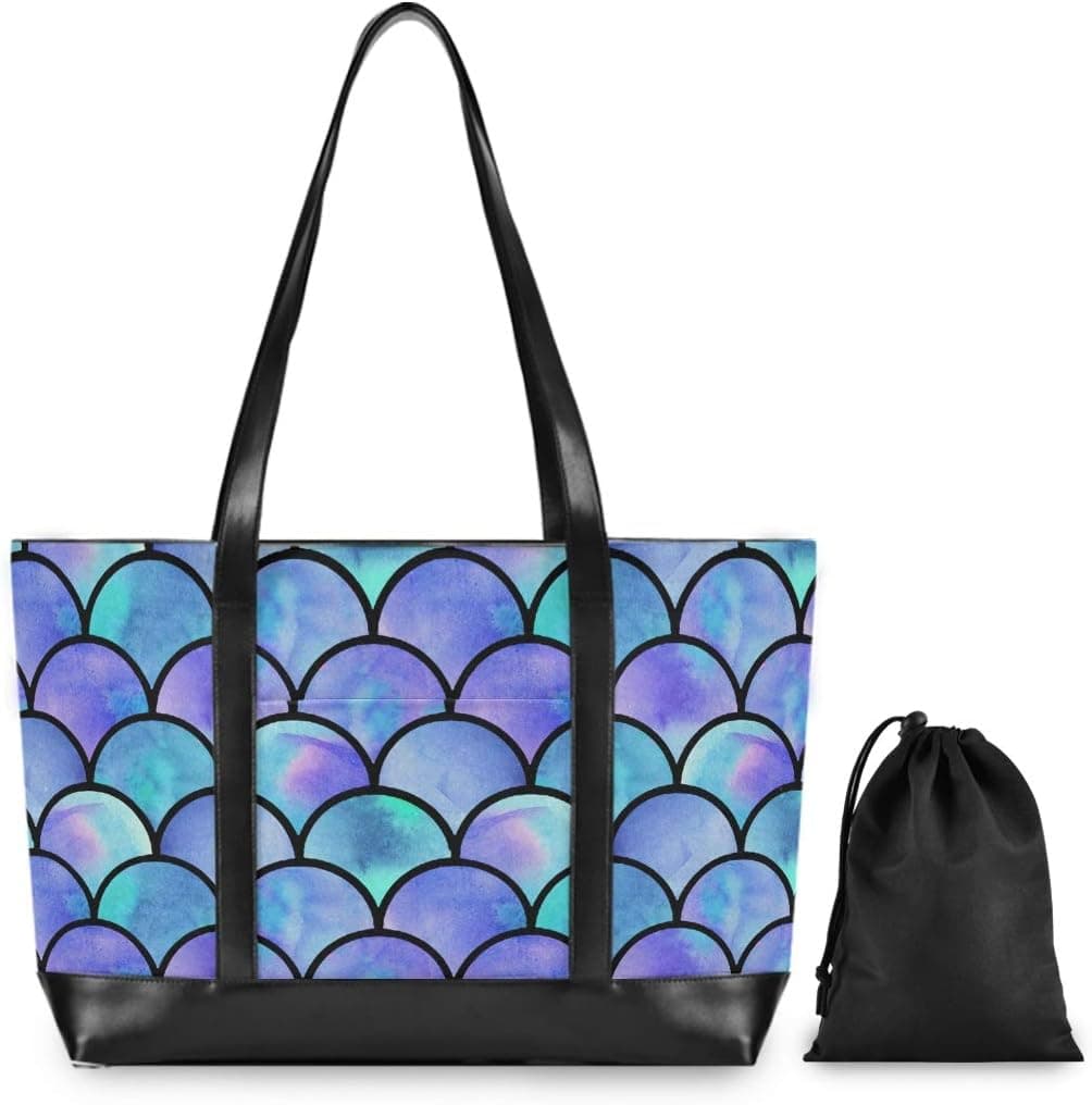 Laptop Tote Women Work Bag - Mermaid Computer Shoulder Bags 15.6Inch Notebook