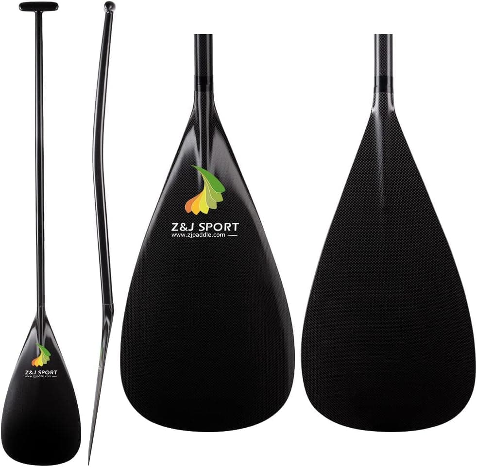 Z&J SPORT Outrigger Canoe Paddle Full Carbon, Tahiti Style OC Paddle with T-Handle, Lightweight Carbon Paddle for Waka AMA, va’a, Bent Shaft & 12 Degree Blade