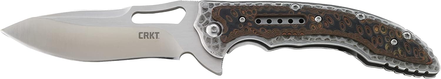 CRKT Fossil Folding Pocket Knife: Compact Stainless Steel Plain Edge EDC Folder with Frame Lock, Everyday Carry Knife, Satin Blade Finish 5460 , Brown