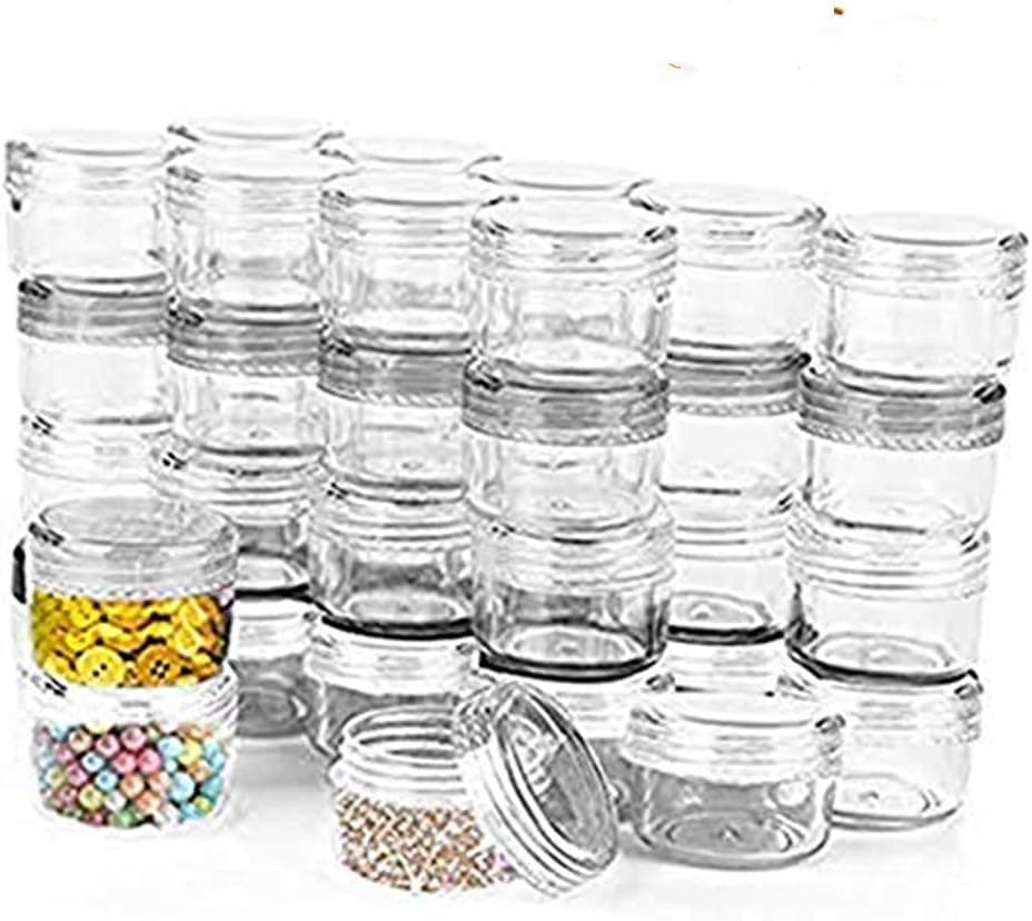 36pcs Container Empty Clear Jar Plastic Storage Box Organizer For Cosmetics, Lotions, Butters other Beauty Products Nail Art Beads Glitter