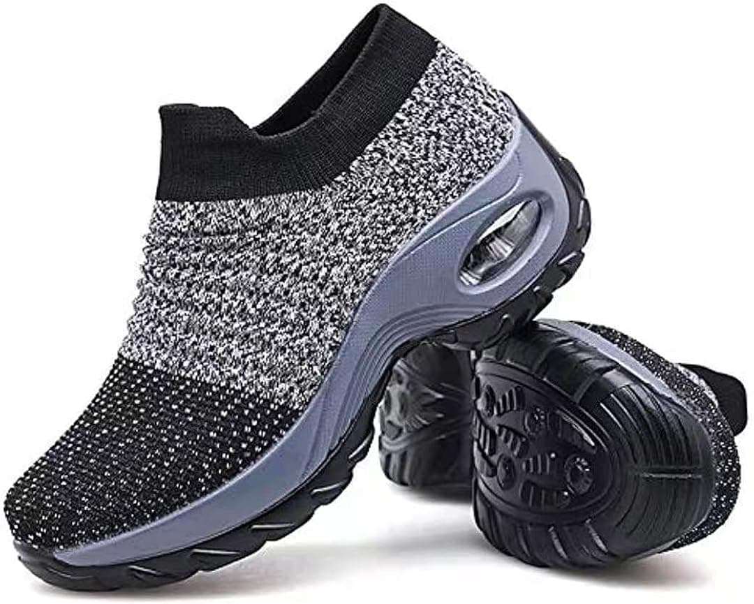 BeaYoo Hypersoft Sneakers Running Shoes Orthopedic Lightweight Sports Women (Black Gray,10)