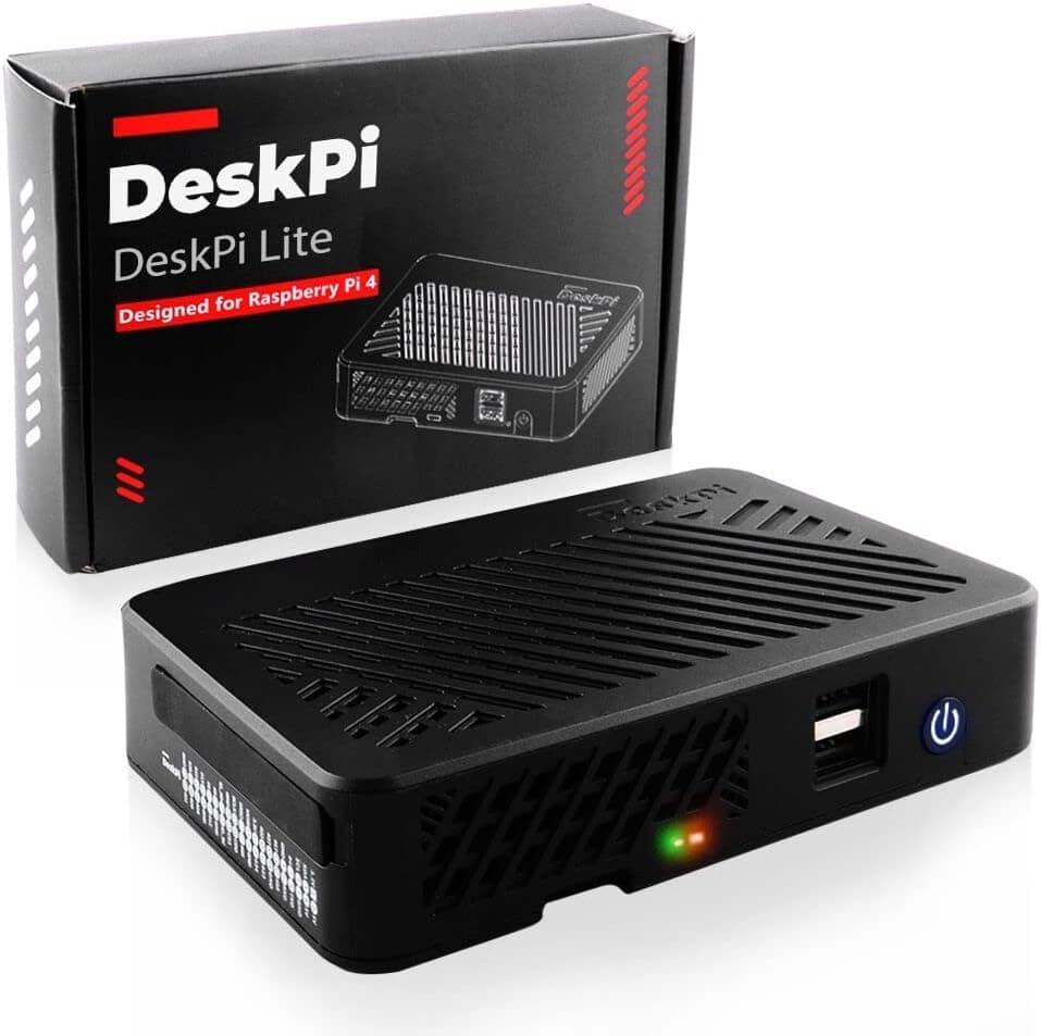 GeeekPi DeskPi Lite Raspberry Pi 4 Case with Power Button/Heatsink with PWM Fan/Dual Full-Size HDMI/Extra Two USB Port for Raspberry Pi 4B