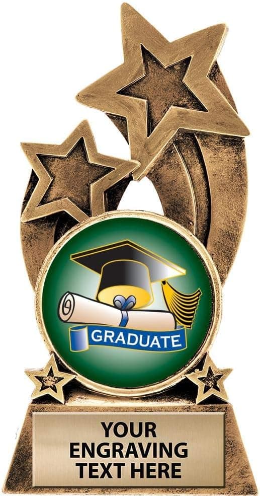 Crown Awards Graduation Trophy, 6" Glory Resin Graduation Trophies with Free Custom Engraving