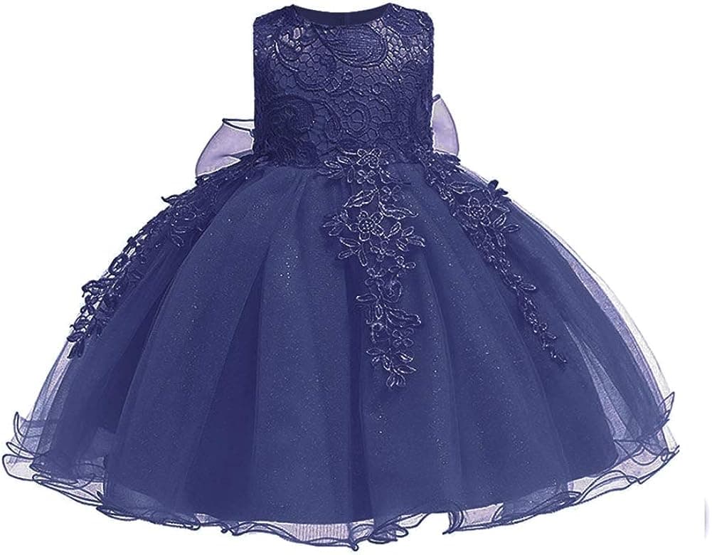 LZH Baby Girls Formal Dress Bowknot Birthday Wedding Party Flower Lace Dress…