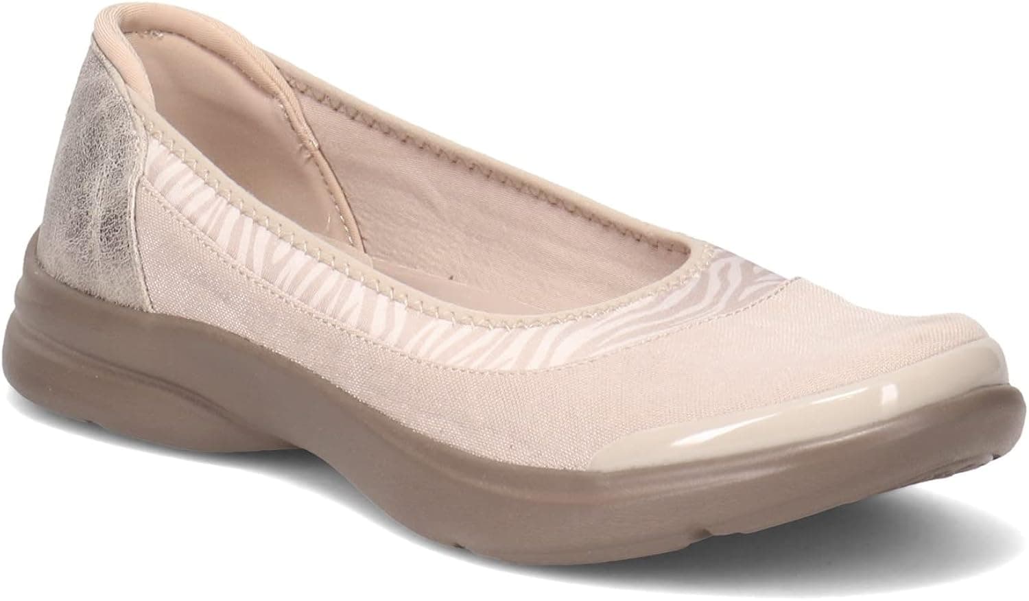 BZees Women's Jiffy II Ballet Flat, Taupe Zebra Print, 7