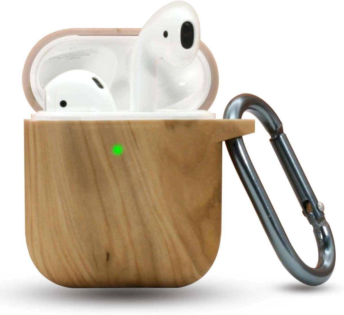 ACOUS Design AirPods Case Silicone AirPods Accessories Cover Compatible with Apple AirPods 1&2 Wireless and Wired Charging Case Front LED Visible (Wood Pattern Light Color)