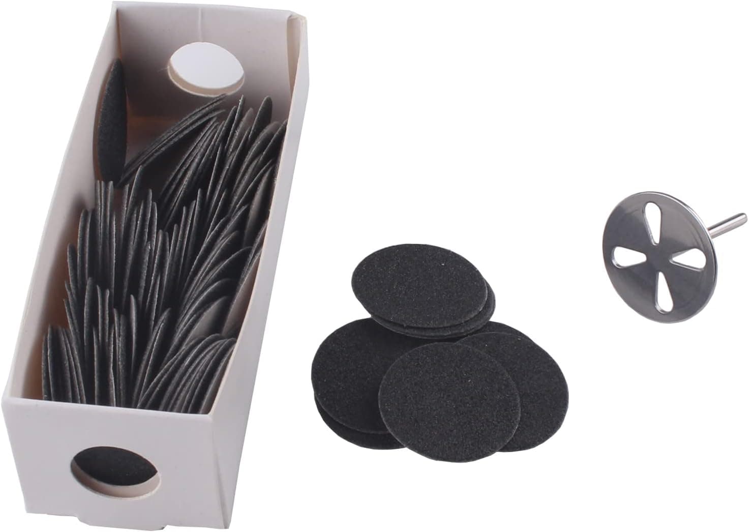 MZCMSL 100pcs Sandpaper Disc and 1pcs Metal Bit, 3/32 Shank Pedicure Sanding Disc Bit for Dead Skin Callus Electric Foot File #150 Grit(Medium)