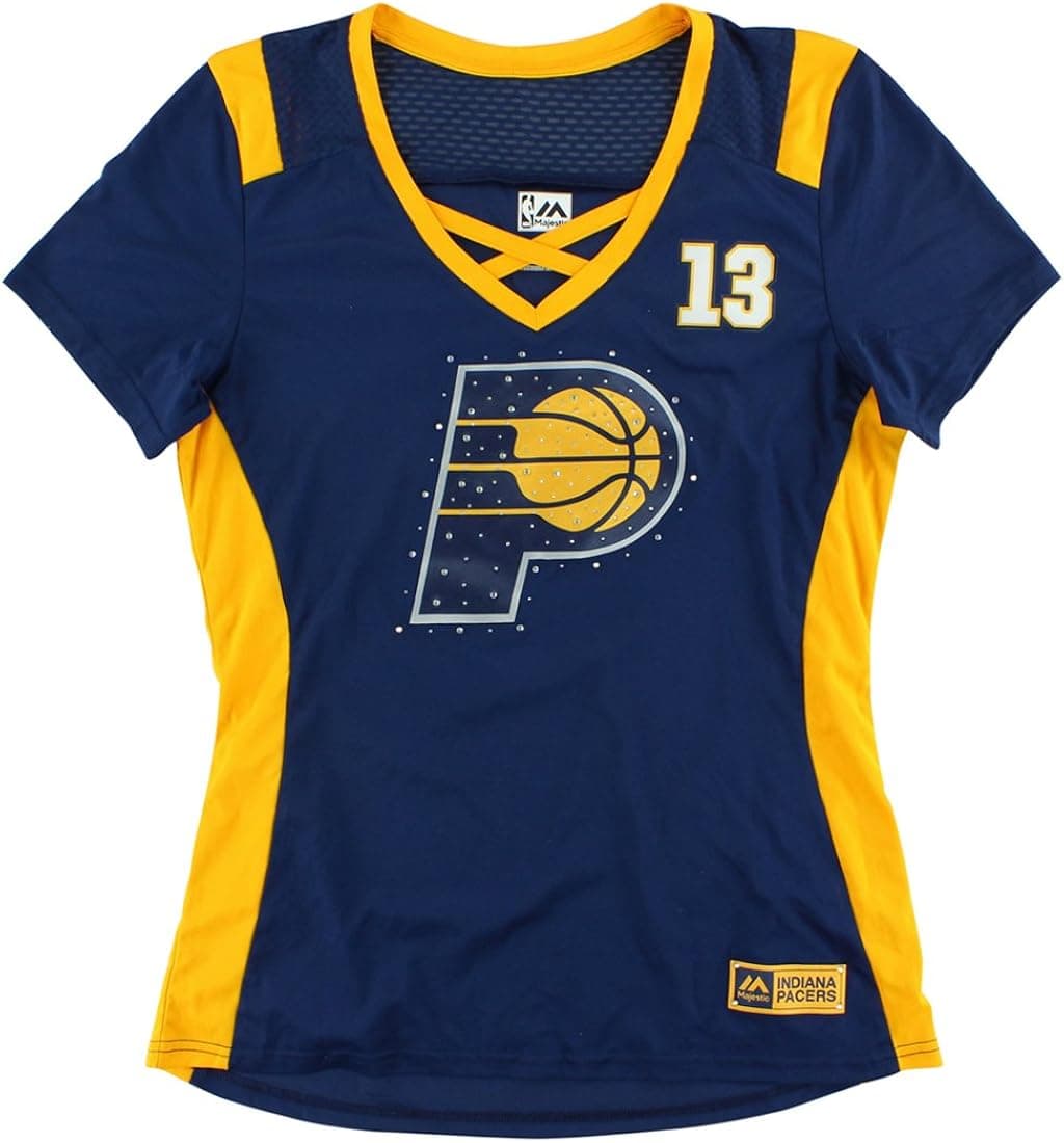 Majestic Womens Indiana Pacers Paul George Draft Top Navy Blue L