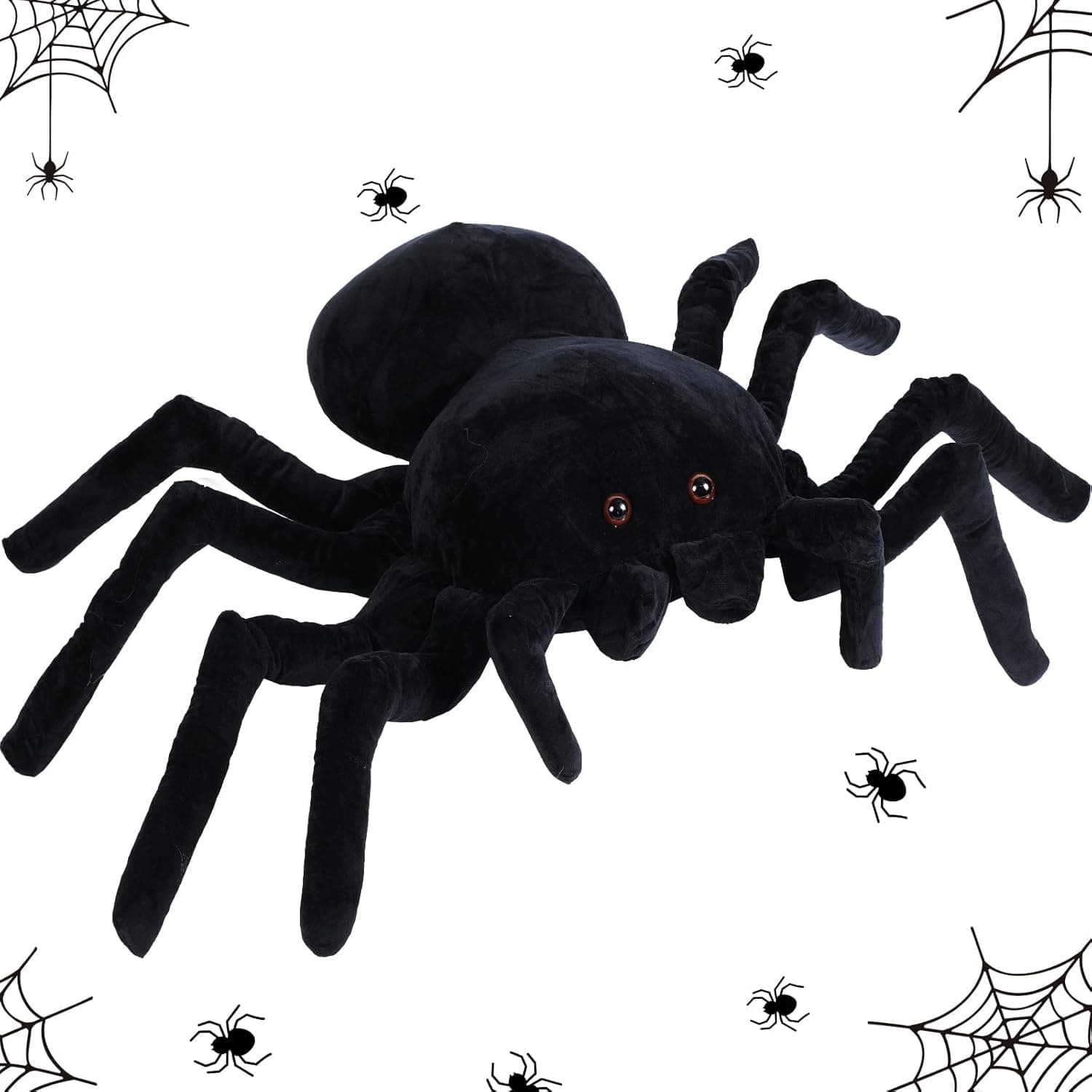 HyDren Giant Stuffed Spider Toy Huge Realistic Black Spider Stuffed Animal Plush Pillow Halloween Funny Prank Toys (47.24 x 31.5 Inch)
