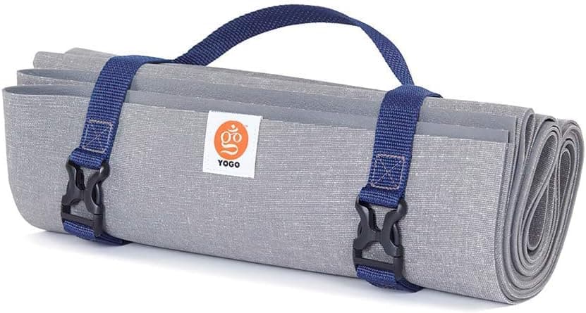 Yogo Ultra Folding Yoga Mat (Long and Wide) with Attached Straps, for Travel and Adventure, Non-Slip Premium Plant Rubber, Hygeinic and Eco-friendly no PVC
