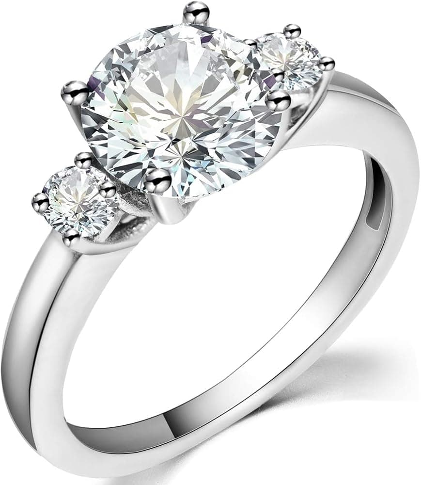 Jude Jewelers Stainless Steel Round Cut Three Stone Wedding Engagement Anniversary Promise Ring