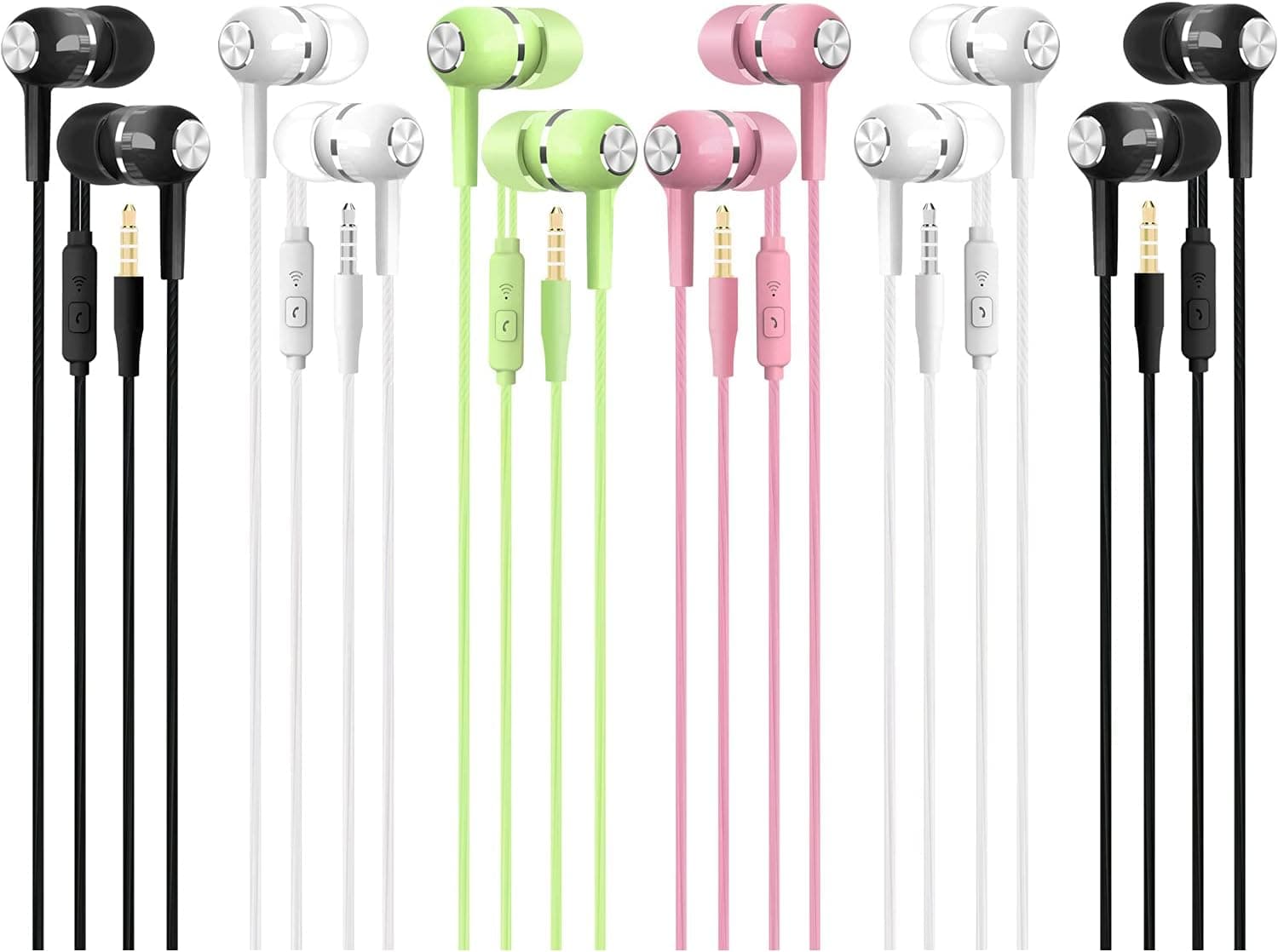 6 Pack Headphone Earphones Earbuds 3.5mm Wired Headphone Noise Isolating Earphones with Built-in Microphon Volume Control Compatible with iPhone 6 Plus SE 5S 4 iPad Samsung Android MP3