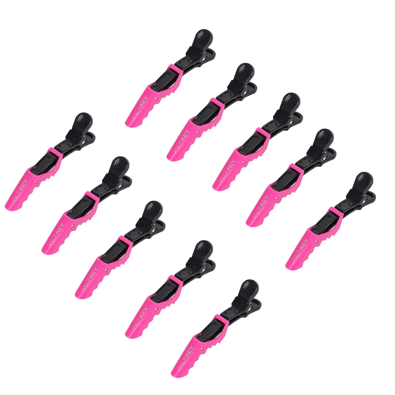 SALONKEY Hair Clips For Women, Professional Hair Clips for Salon and Barbar Haircut, Alligator Hair Clips for Styling, Hair Clips with Wide Teeth 10 pcs (Pink)