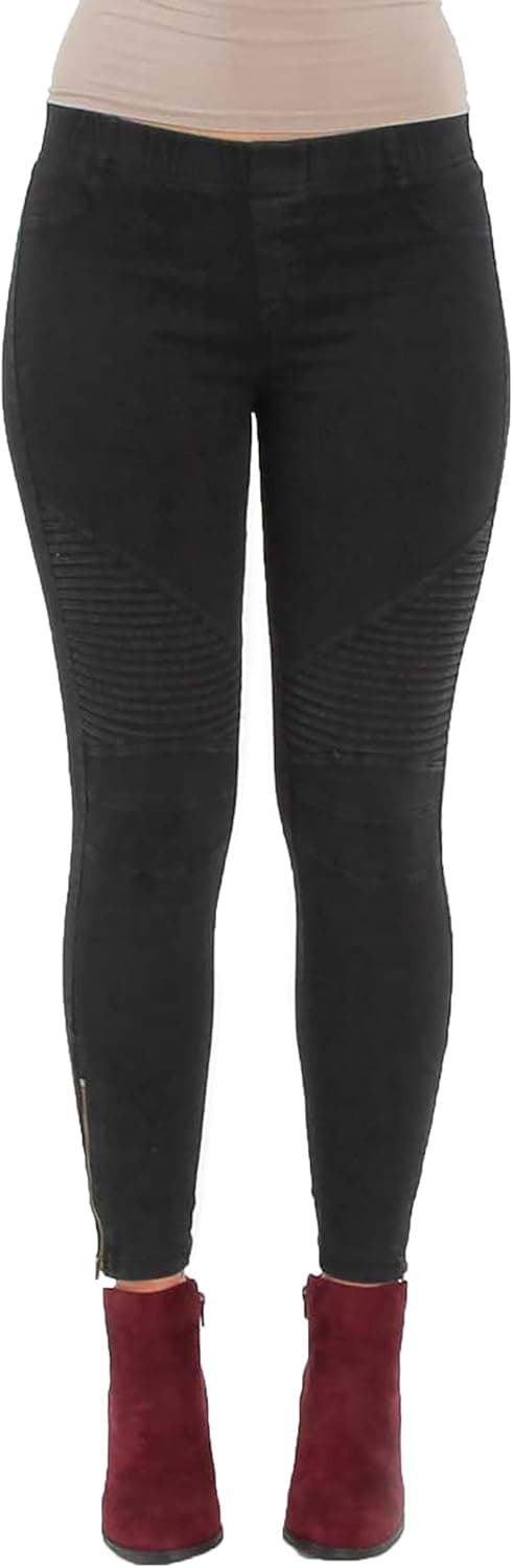Beulah Women's Ankle Zip Moto Pant Black Washed M