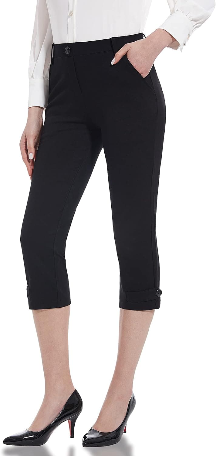 Tapata Capris for Women Casual Summer Business Professional Stretchy Dressy Wear to Work Crop Pants