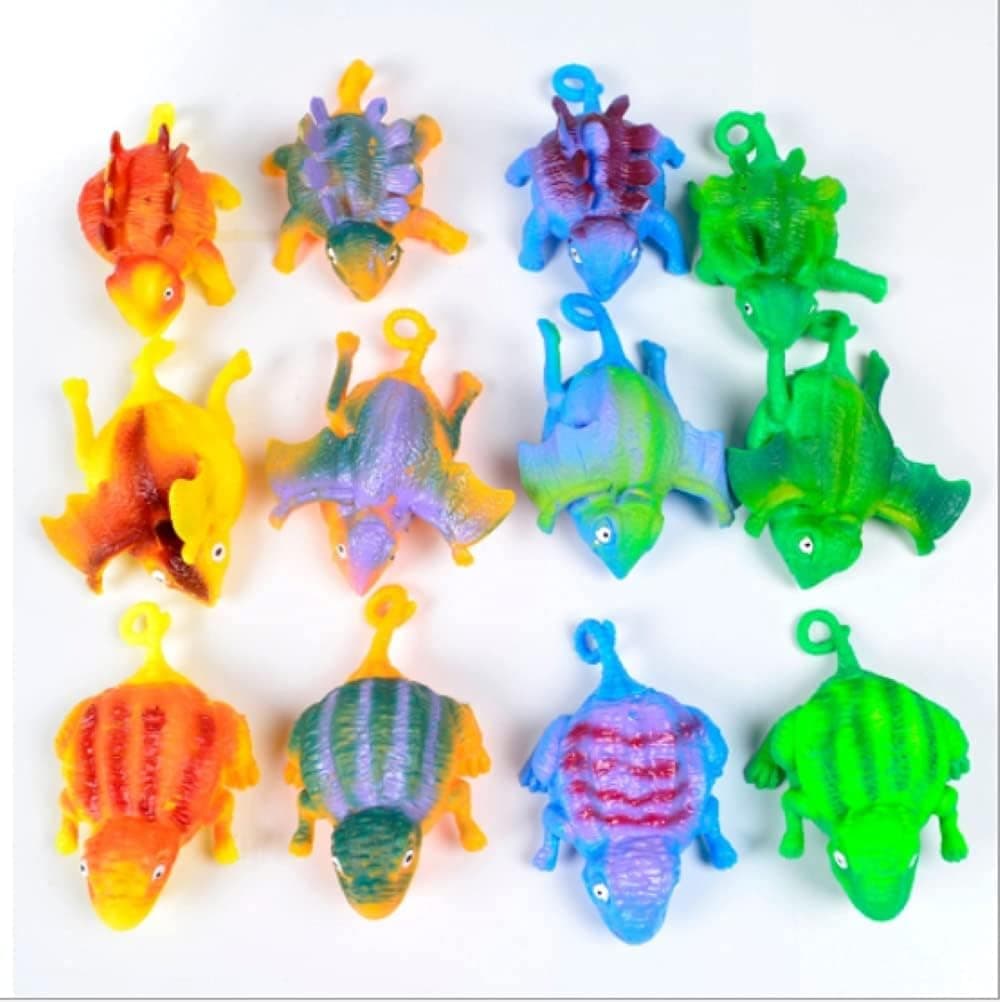 12Pcs Dinosaur Bobo Ball ,TPR Realistic Dinosaur 5" Balloon Vent Fingertip Decompression Toys