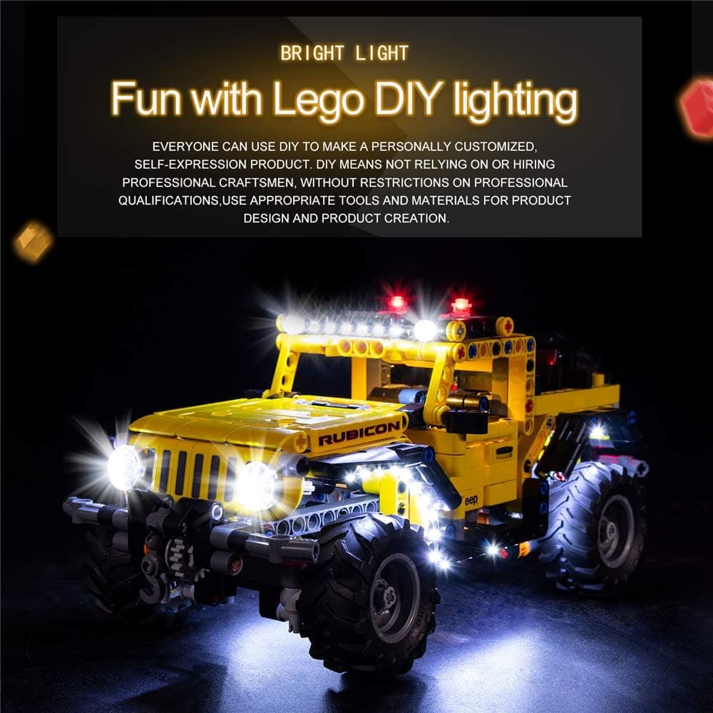 LED Light Set for Technic Jeep Wrangler Lighting Kit Compatible with Lego 42122 an Engaging Model, Without Building Blocks (Remote Control Version)