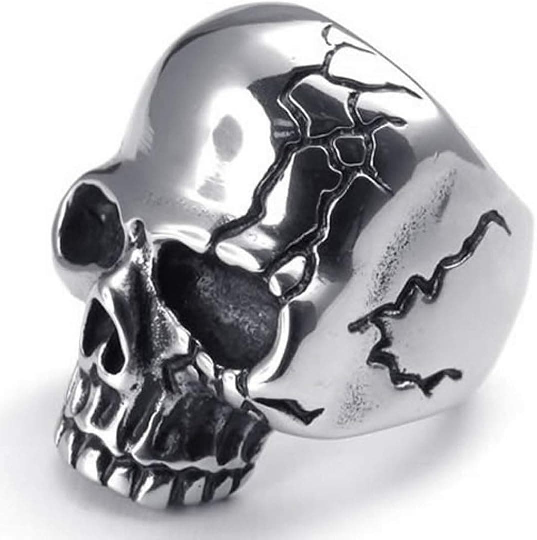 KONOV Stainless Steel Gothic Skull Biker Mens Ring,Black