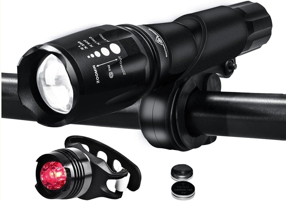 Bike Light Set, Topoint Super Bright Waterproof LED Bike Flashlight Lights & Rear Bike Light, Easy Mount Headlight and Taillight with Quick Release System