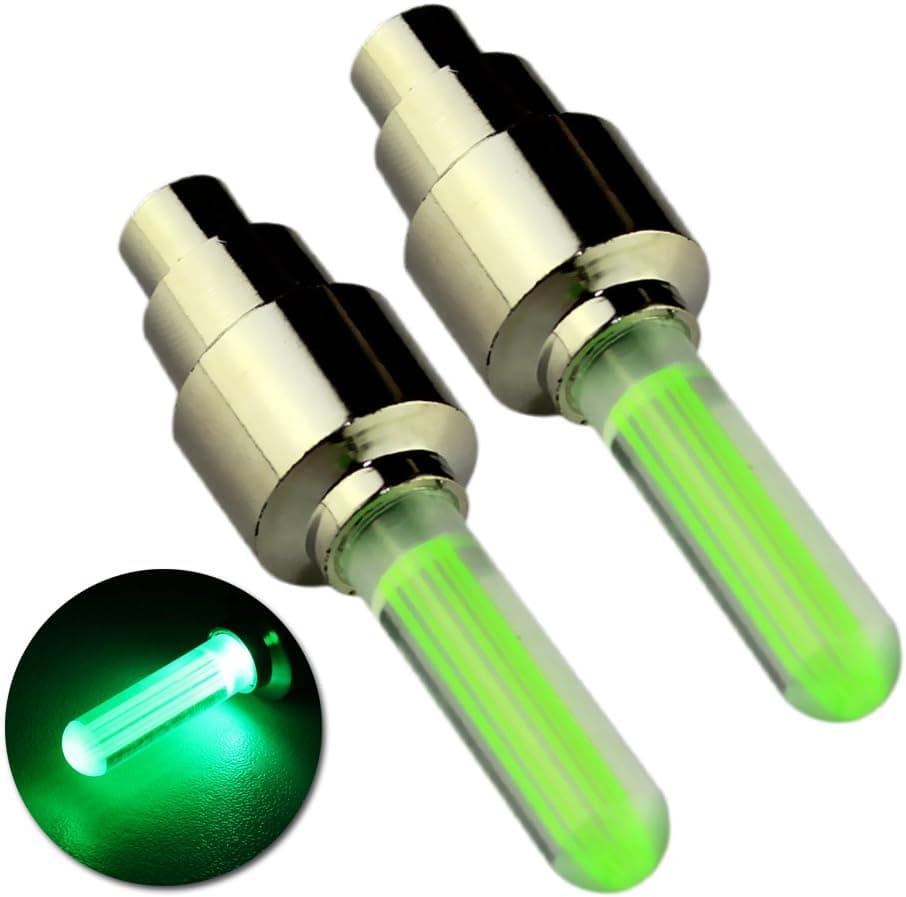 ZITRADES 2Pcs Aluminium material Green LED Flash Tyre Wheel Valve Cap Light Patent product for Car Bike bicycle Motorbicycle Wheel Light Tyre Light